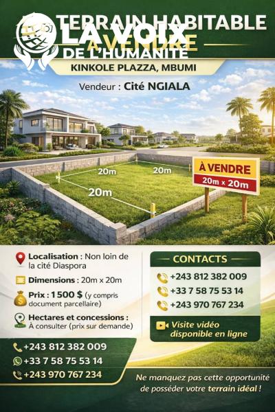 VENTE DES TERRAINS A KINKOLE PLAZZA MBUMI 